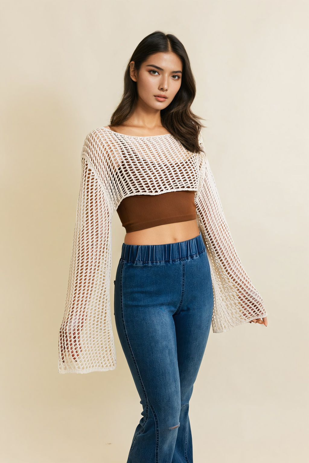Loom Knitted Cropped Sweater - NeoKira Unlimited