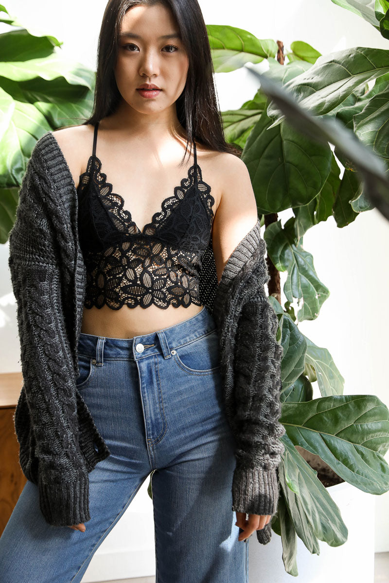Racerback Flower Lace Bralette Padded - NeoKira Unlimited