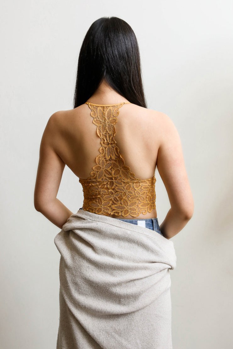 Racerback Flower Lace Bralette Padded - NeoKira Unlimited
