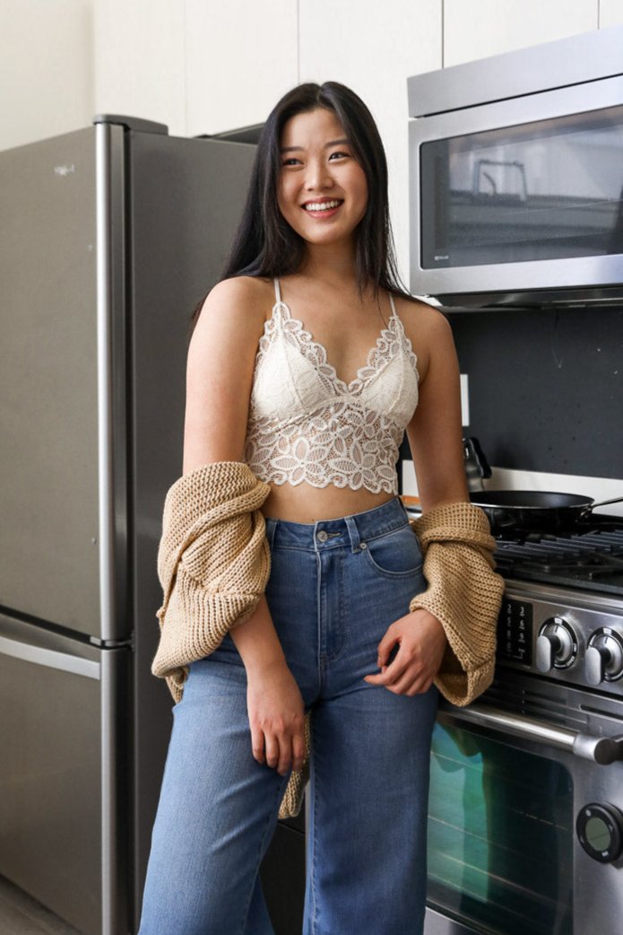 Racerback Flower Lace Bralette Padded - NeoKira Unlimited