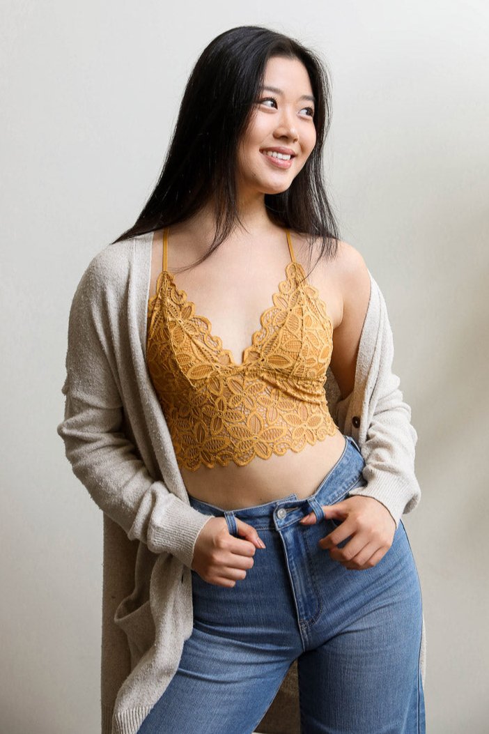 Racerback Flower Lace Bralette Padded - NeoKira Unlimited