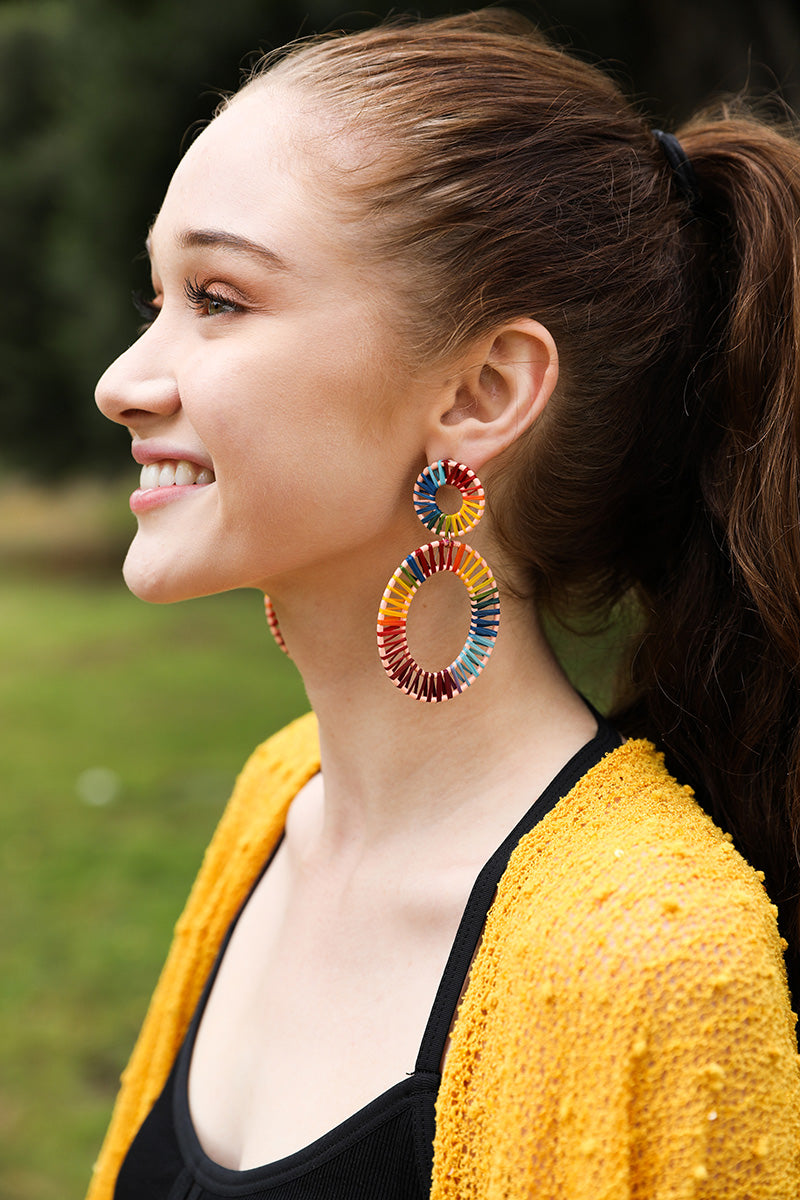 Raffia Hoop Statement Earrings - NeoKira Unlimited