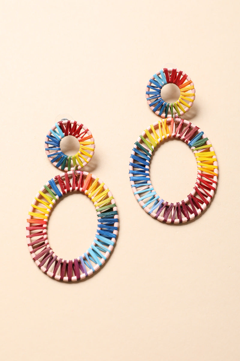 Raffia Hoop Statement Earrings Earrings Leto Collection   
