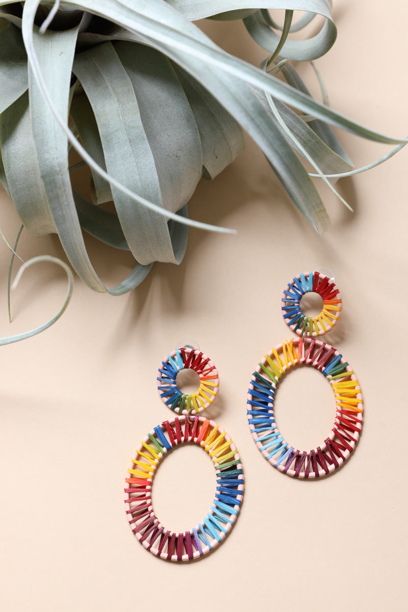Raffia Hoop Statement Earrings - NeoKira Unlimited