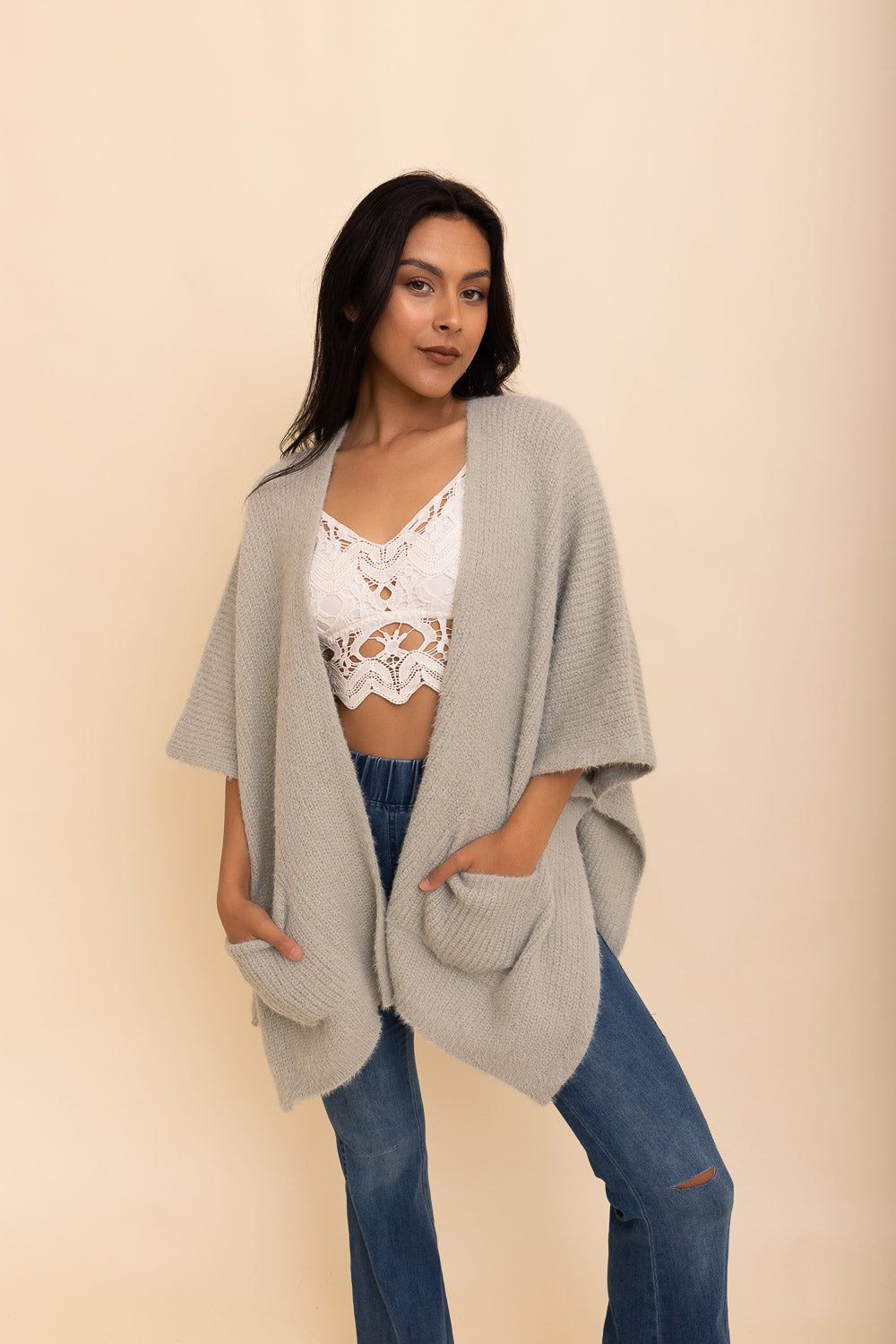 Relax & Chill Summer Nights Boucle Cardigan Cardigan Leto Collection One Size Sage 