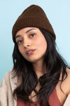 Rib Knit Cuffed Beanie Beanies Leto Collection One Size Brown 