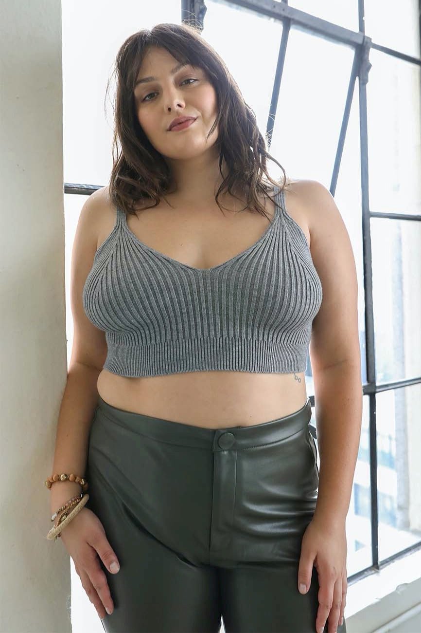 Rib Knit Lounge Brami Bralette XL/2XL / Gray