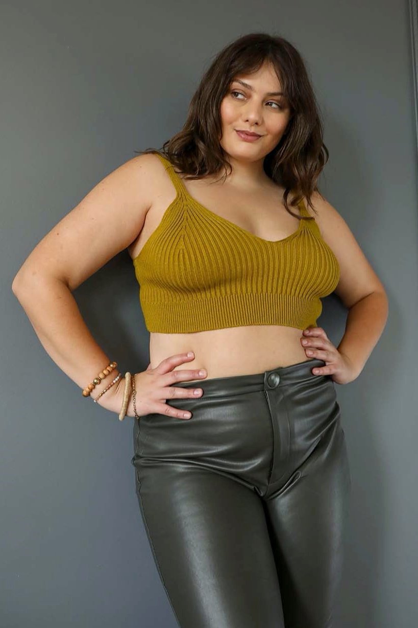 Rib Knit Lounge Brami Bralette XL/2XL / Mustard
