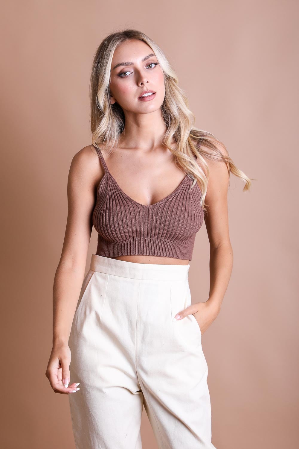 Rib Knit Lounge Brami ❤️ Bralette Leto Collection XS/S Brown 