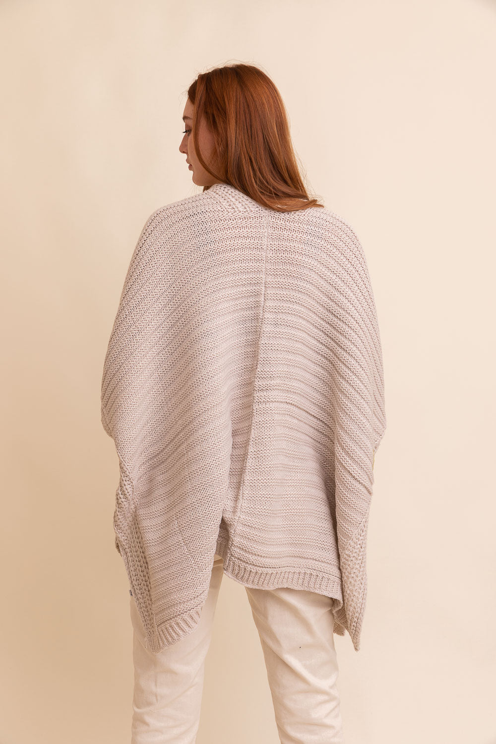 Ridged Rib Knit Ruana Ponchos Leto Collection   