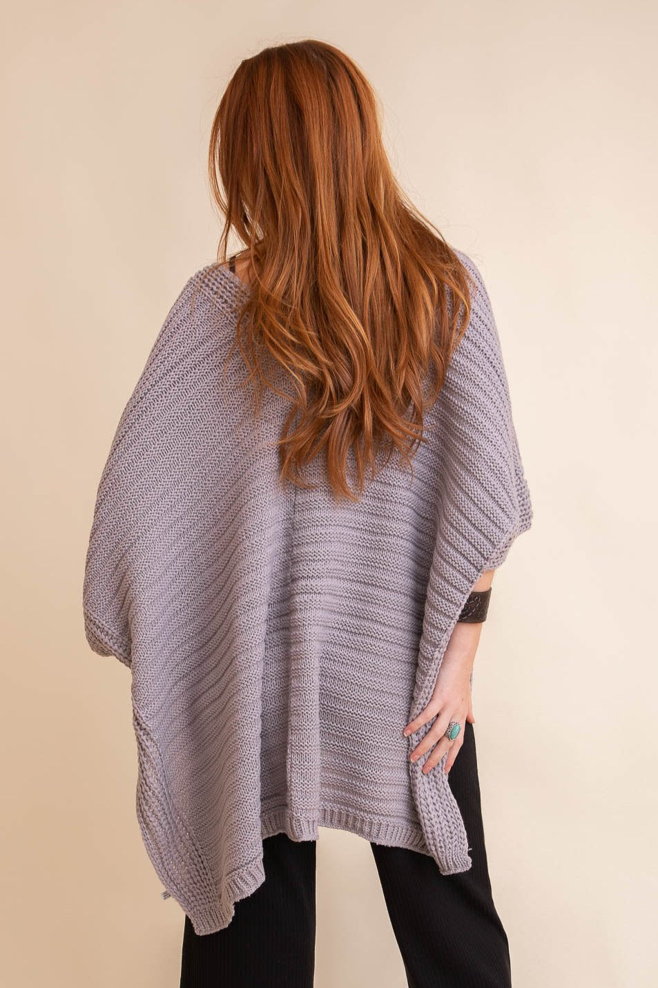 Ridged Rib Knit Ruana - NeoKira Unlimited