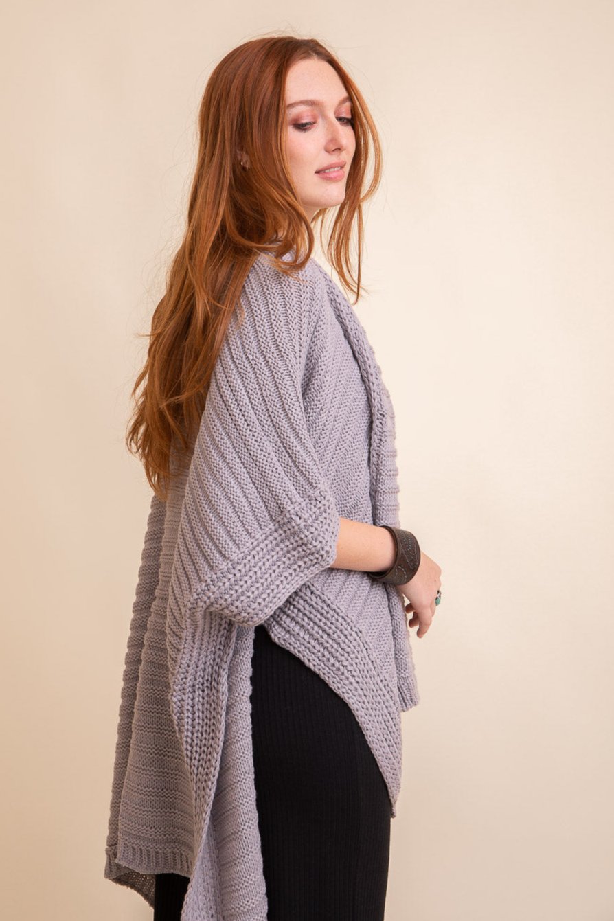 Ridged Rib Knit Ruana - NeoKira Unlimited