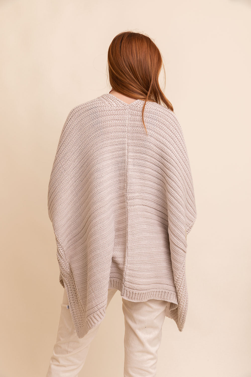 Ridged Rib Knit Ruana Ponchos Leto Collection   