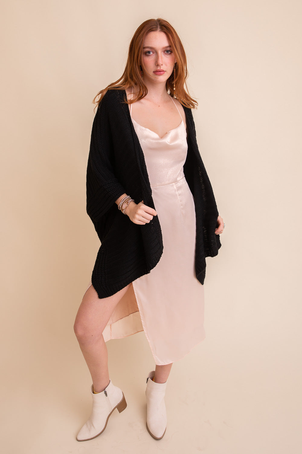 Ridged Rib Knit Ruana - NeoKira Unlimited