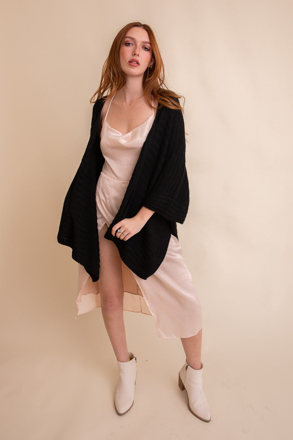 Ridged Rib Knit Ruana - NeoKira Unlimited
