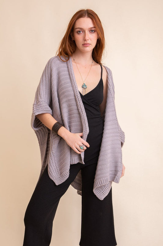 Ridged Rib Knit Ruana - NeoKira Unlimited