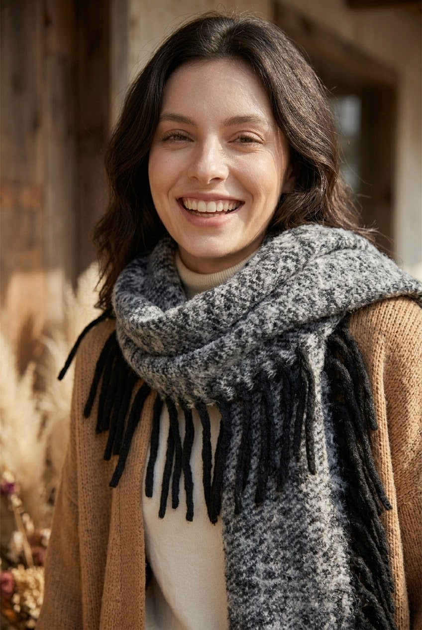 Women Thick Knit Chunky Tassel Winter Scarf Shawl Wrap - NeoKira Unlimited