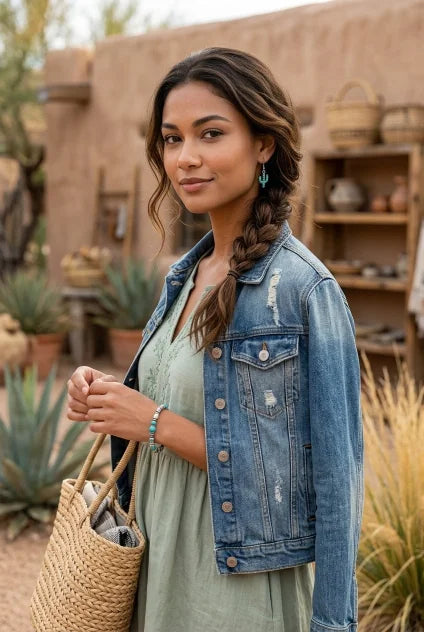 Turquoise Cactus Drop Earrings - Bohemian Desert Style - NeoKira Unlimited