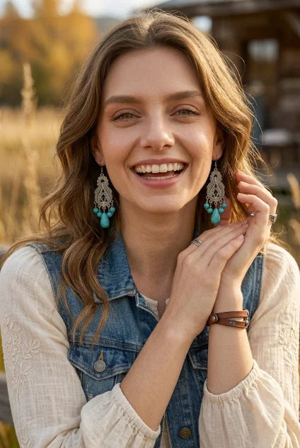 Women Boho Vintage Turquoise Chandelier Drop Dangle Earrings - NeoKira Unlimited