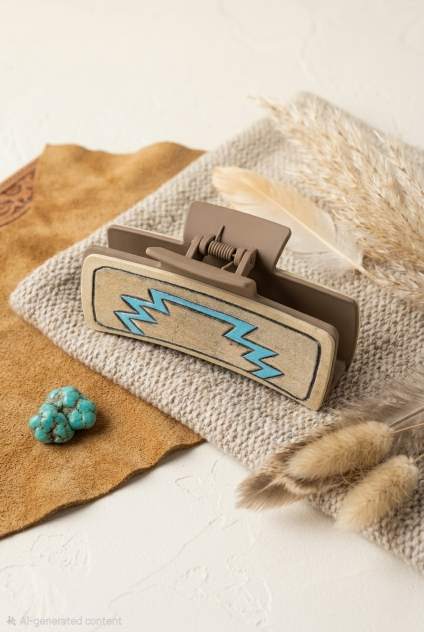Turquoise Rodeo Hair Claw – Geometric Western Clam Clip - NeoKira Unlimited