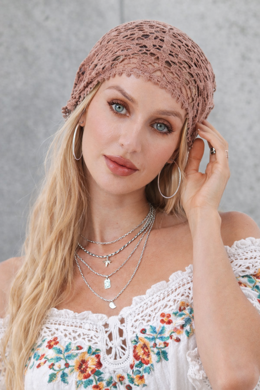 Crochet Embroidered Bandana Shawl – Soft Cotton Summer Wrap - NeoKira Unlimited