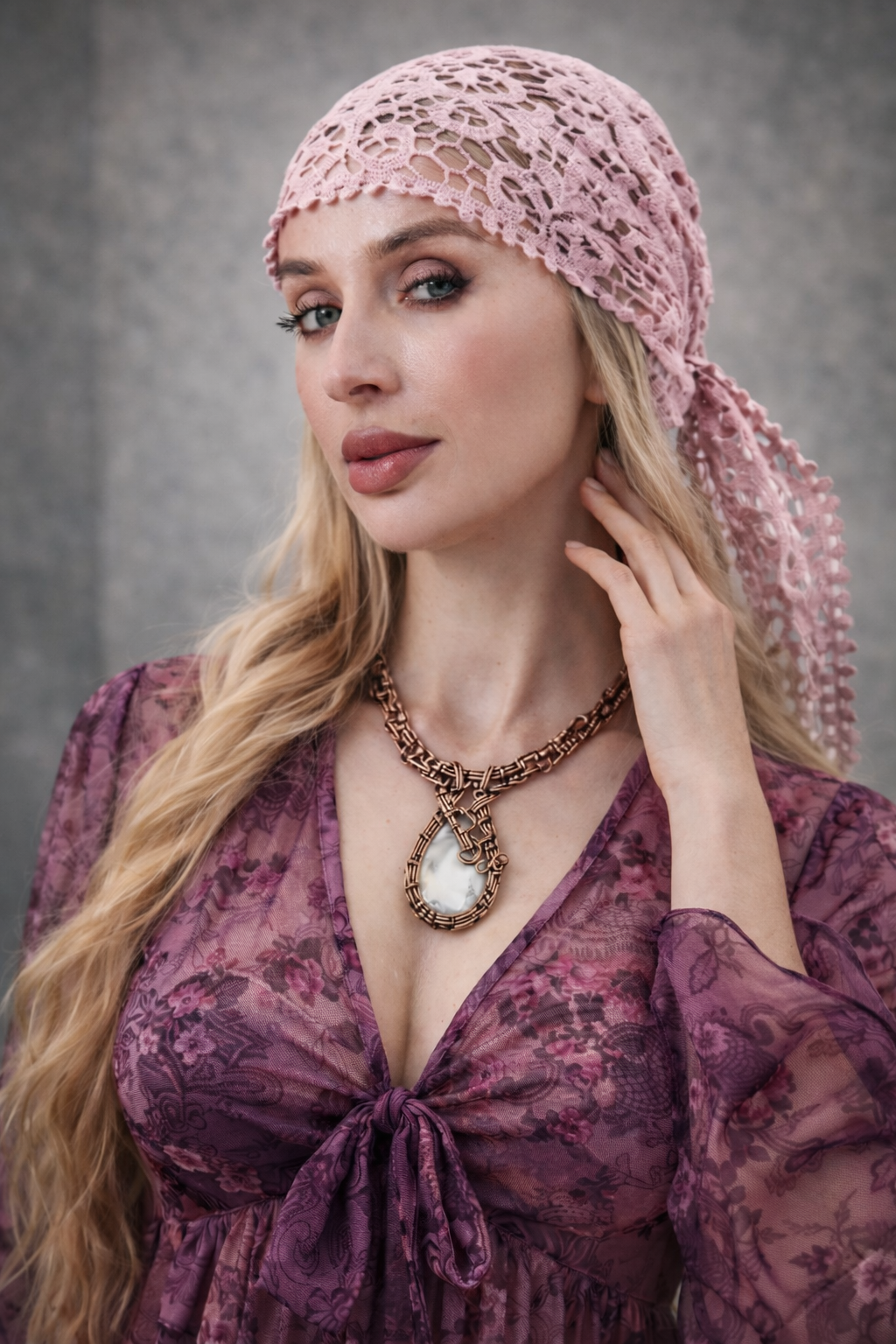 Crochet Embroidered Bandana Shawl – Soft Cotton Summer Wrap - NeoKira Unlimited