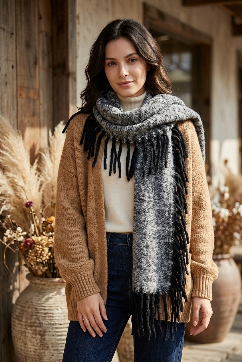 Women Thick Knit Chunky Tassel Winter Scarf Shawl Wrap - NeoKira Unlimited