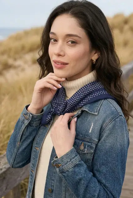 Minimal Dot Printed Square Scarf for Women Daily Styling - NeoKira Unlimited