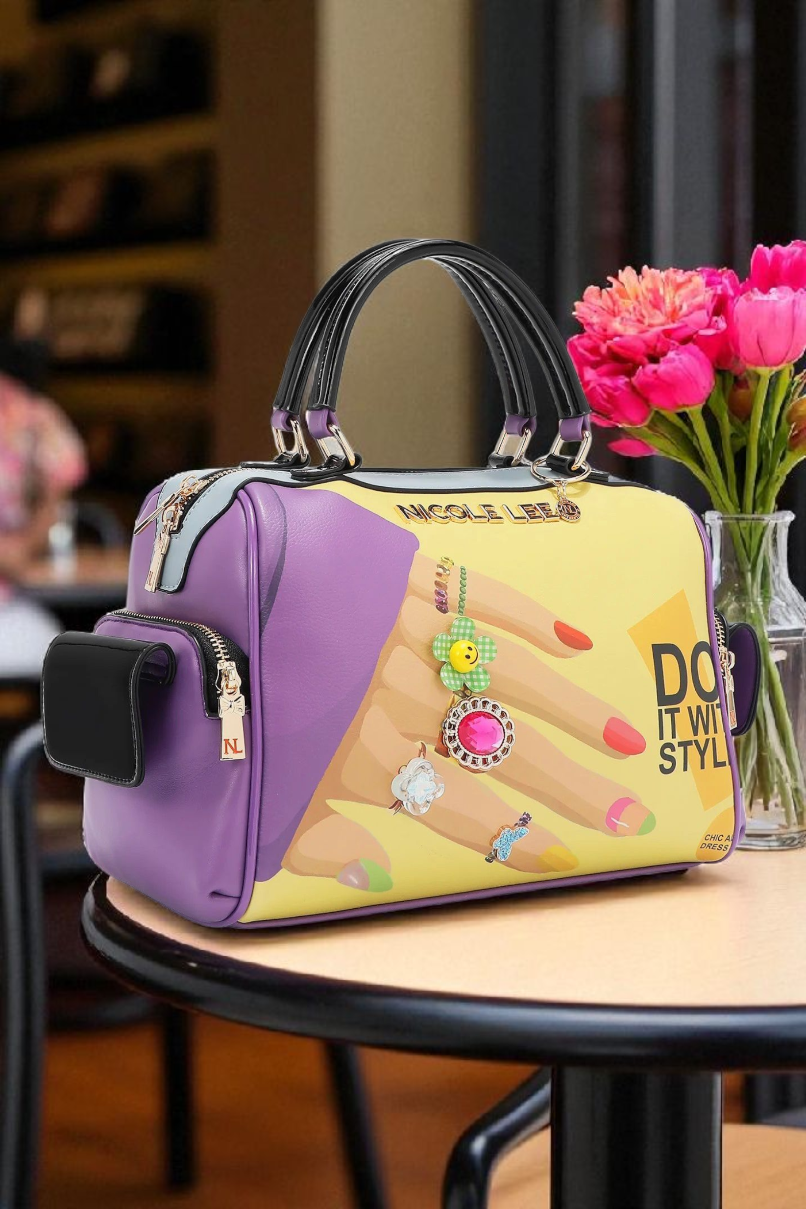 Nicole Lee USA Nail Polish Vegan Leather Handbag Pastel Chic - NeoKira Unlimited