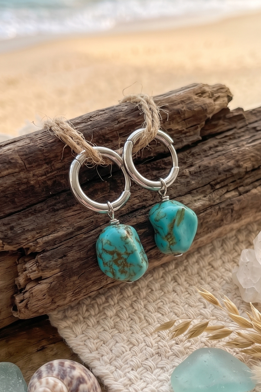 Natural Turquoise Earrings – Irregular Stone Design - NeoKira Unlimited