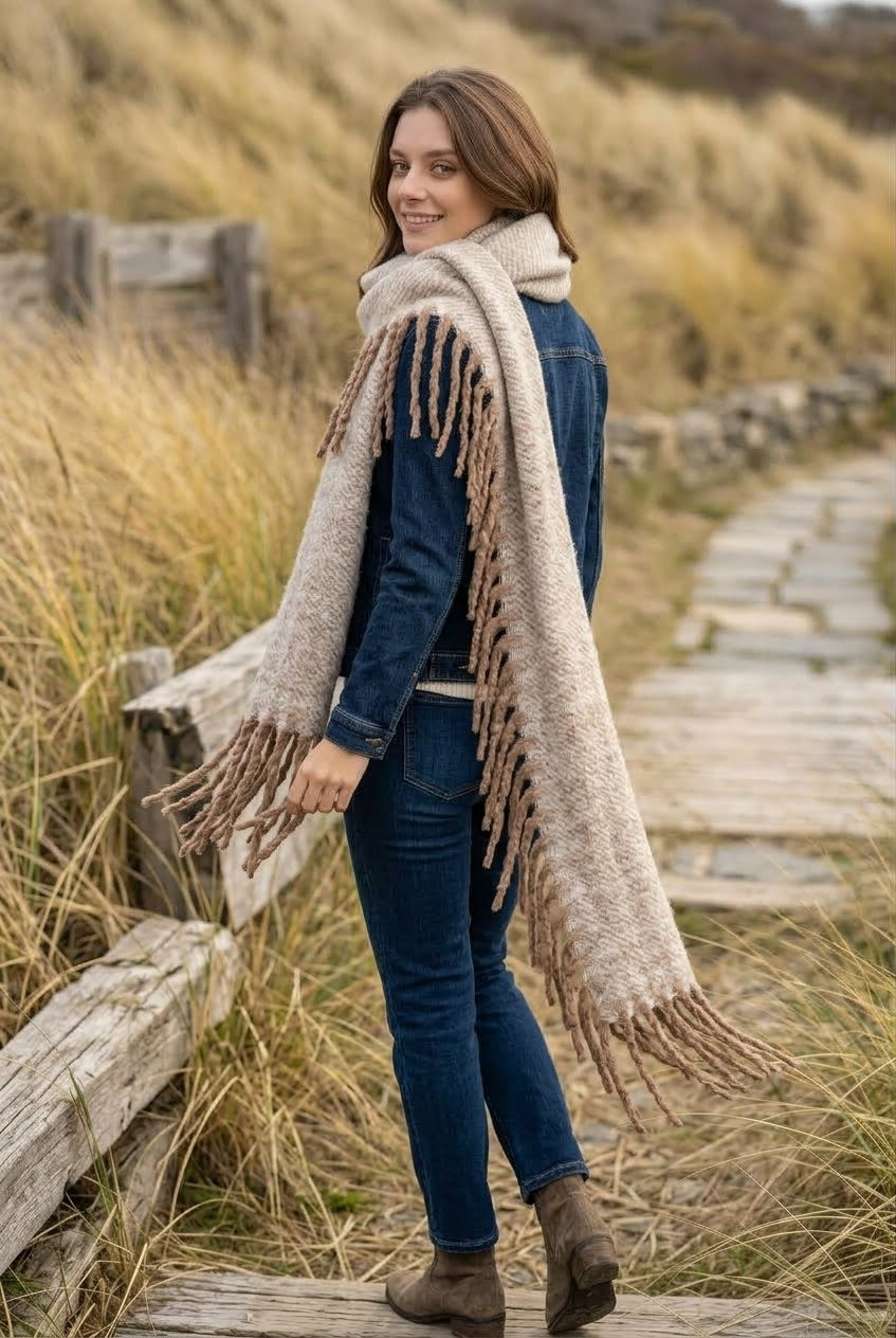 Women Thick Knit Chunky Tassel Winter Scarf Shawl Wrap - NeoKira Unlimited