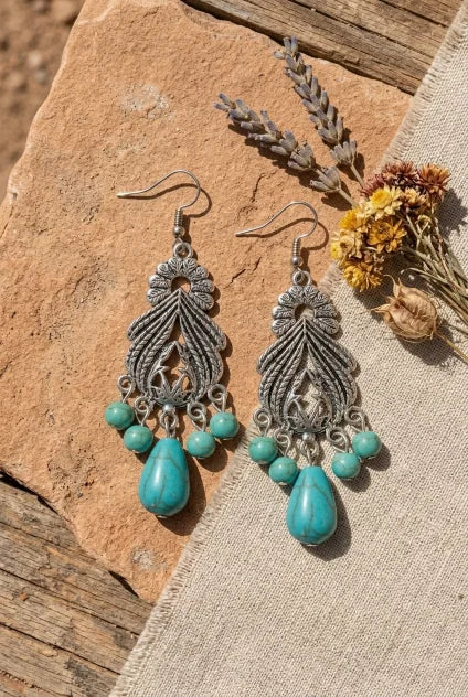 Women Boho Vintage Turquoise Chandelier Drop Dangle Earrings - NeoKira Unlimited