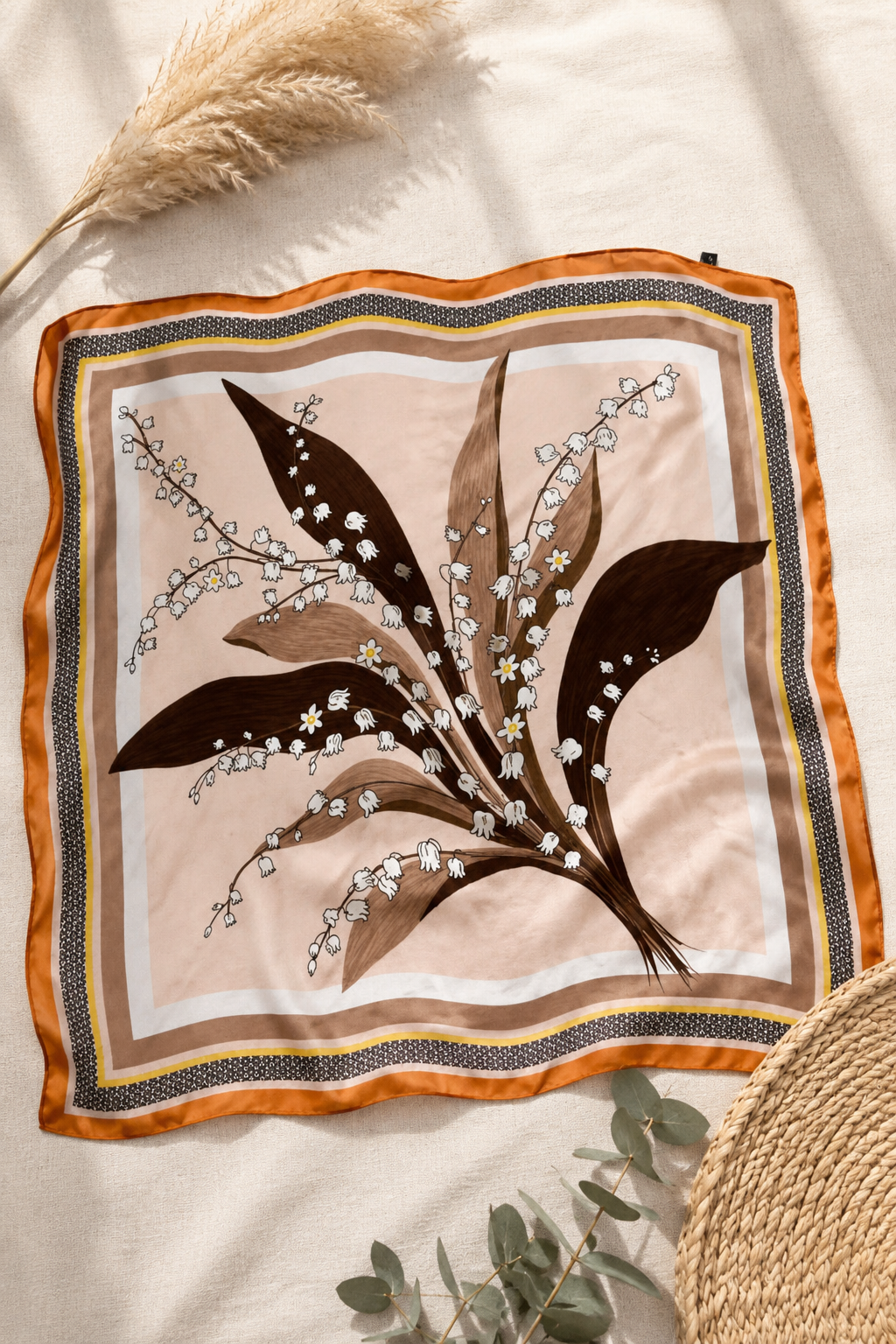 Lily of the Valley Silky Bandana - Floral Elegance Scarf - NeoKira Unlimited