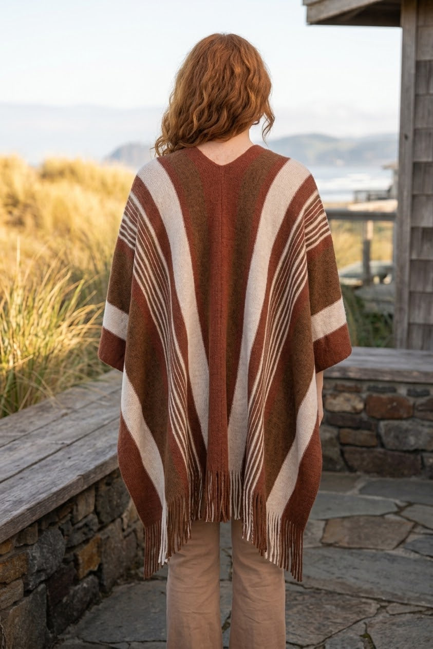 Boho Chic Frayed Edge Ruana - NeoKira Unlimited
