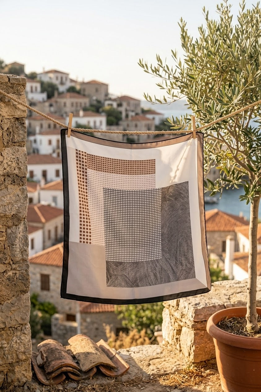 Geometric Dot Print Glossy Satin Square Scarf for Women - NeoKira Unlimited