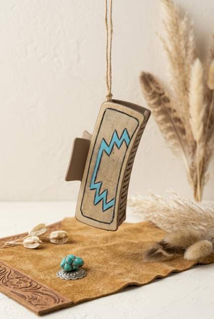 Turquoise Rodeo Hair Claw – Geometric Western Clam Clip - NeoKira Unlimited
