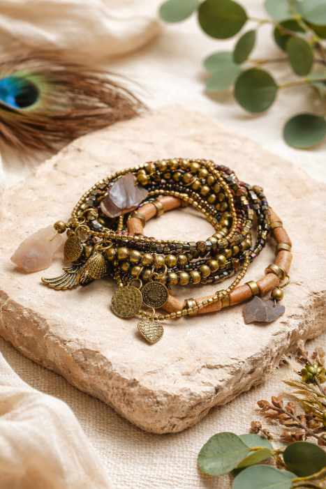 Boho Stone & Bead Stack Bracelet - NeoKira Unlimited