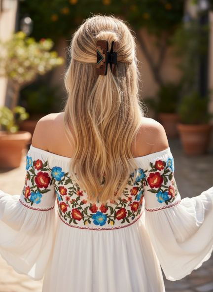 Camel Pyramid Design Hair Claw – Geometric Tribal Grip Clip - NeoKira Unlimited