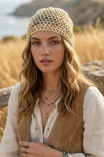 Boho Sparkle Sequin Crochet Mesh Beanie – Party Ready - NeoKira Unlimited