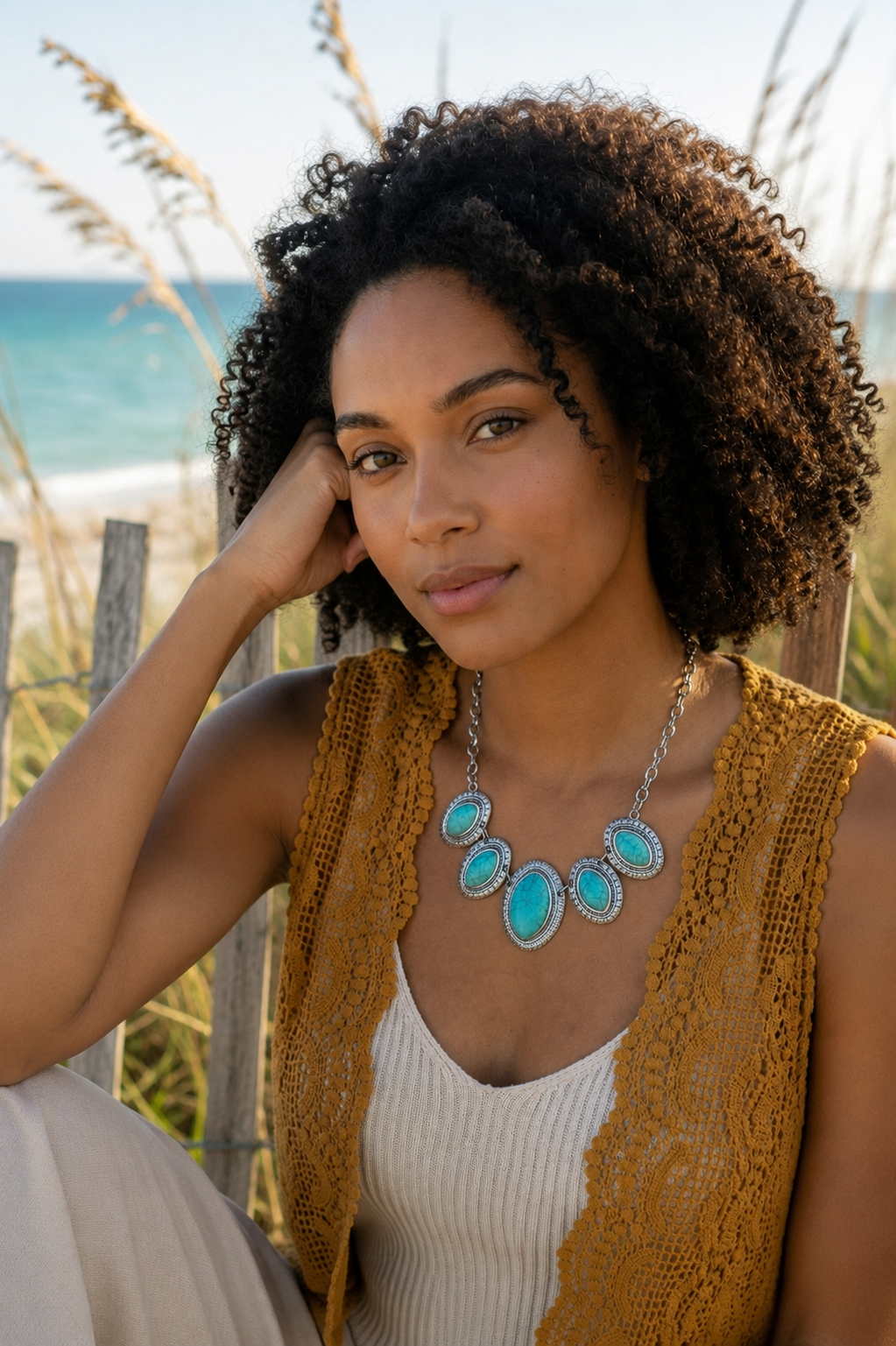 Leaflet Turquoise Silver Plated Coastal Necklace - NeoKira Unlimited