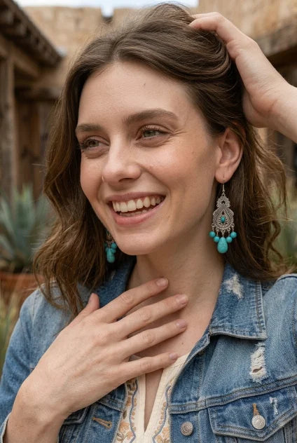 Women Boho Vintage Turquoise Chandelier Drop Dangle Earrings - NeoKira Unlimited