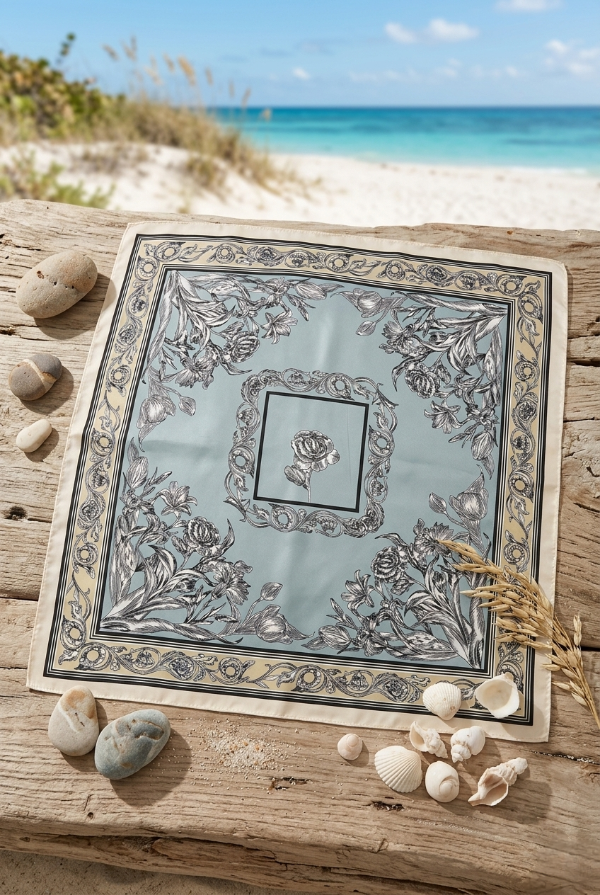 Floral Tulip Scarf – Silk-Style Square Neckkerchief - NeoKira Unlimited