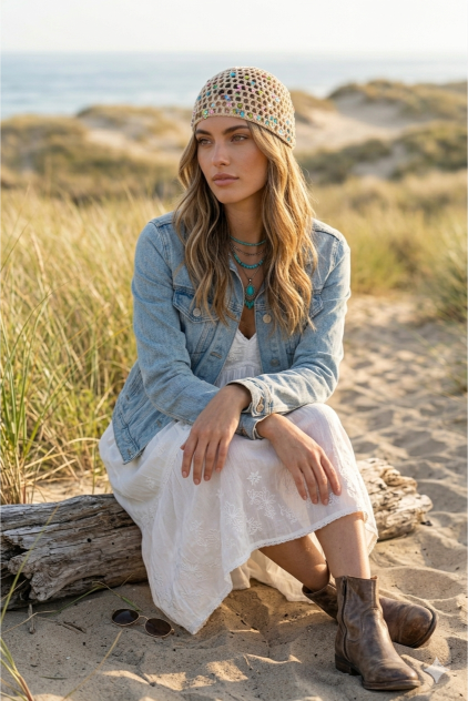 Boho Sparkle Sequin Crochet Mesh Beanie – Party Ready - NeoKira Unlimited
