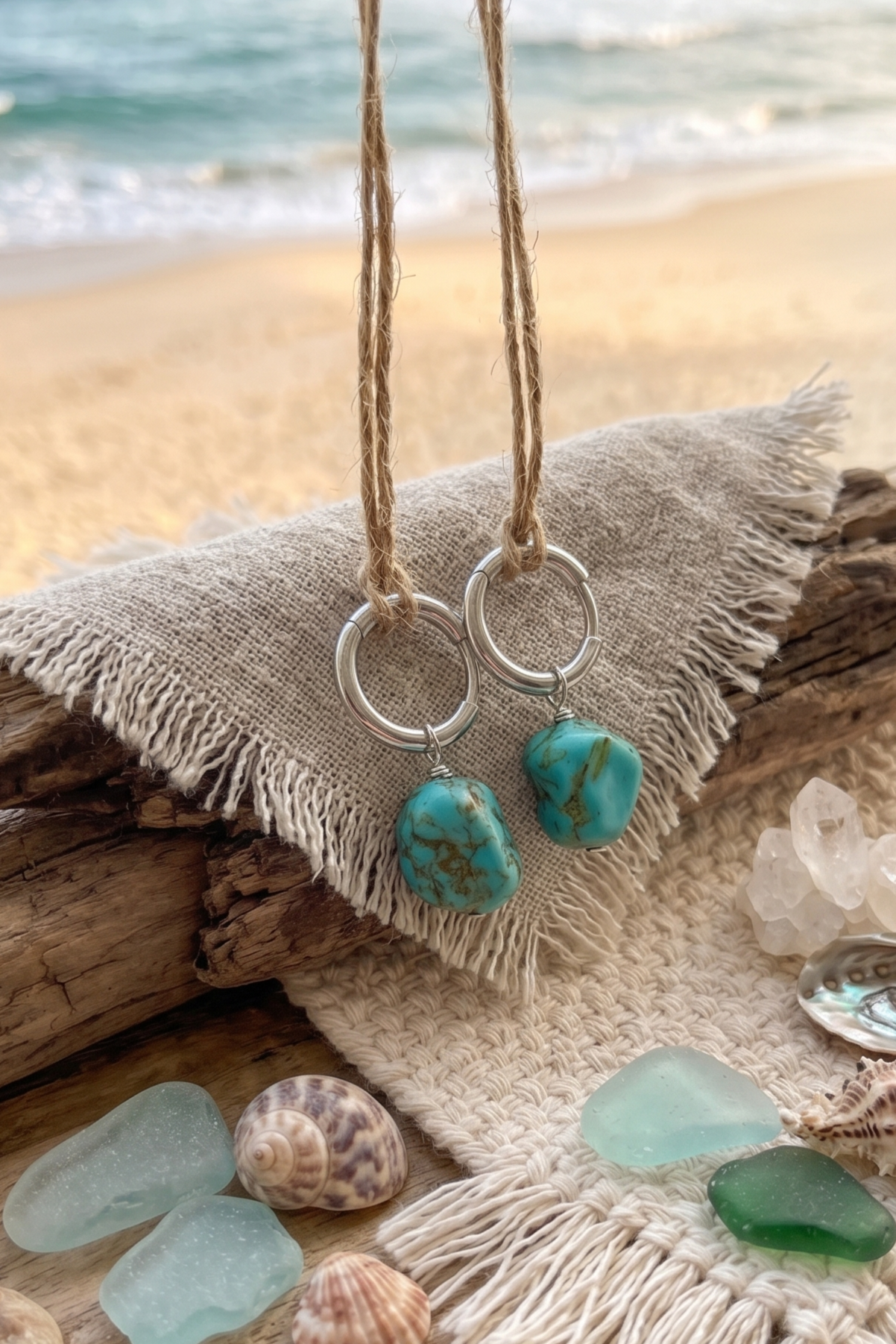 Natural Turquoise Earrings – Irregular Stone Design - NeoKira Unlimited