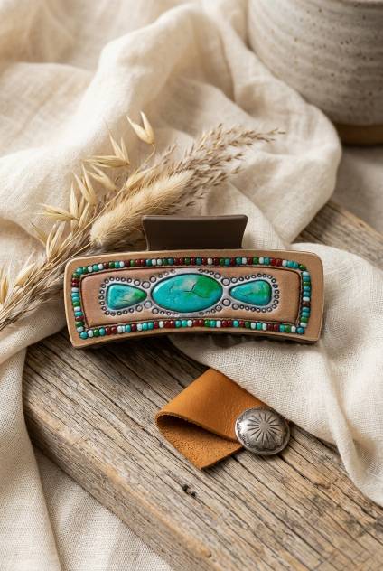 Turquoise Dream Hair Claw – Stylish Stone-Inspired Hair Accessory - NeoKira Unlimited