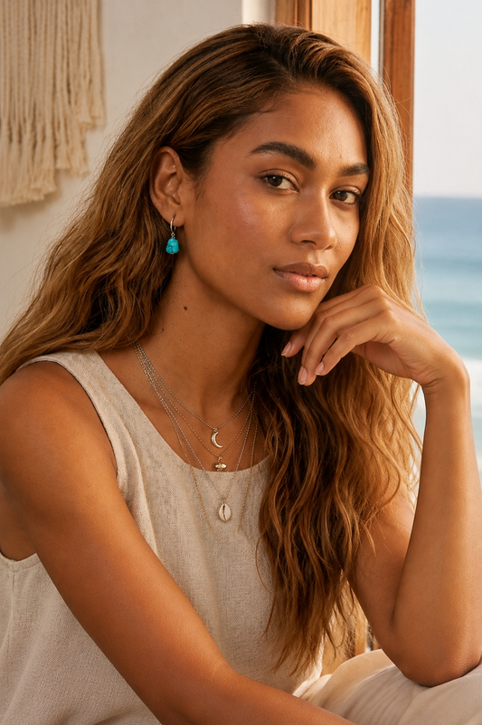 Natural Turquoise Earrings – Irregular Stone Design - NeoKira Unlimited