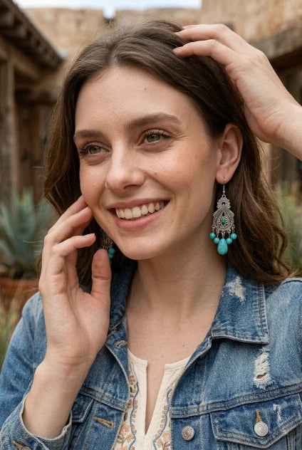 Women Boho Vintage Turquoise Chandelier Drop Dangle Earrings - NeoKira Unlimited