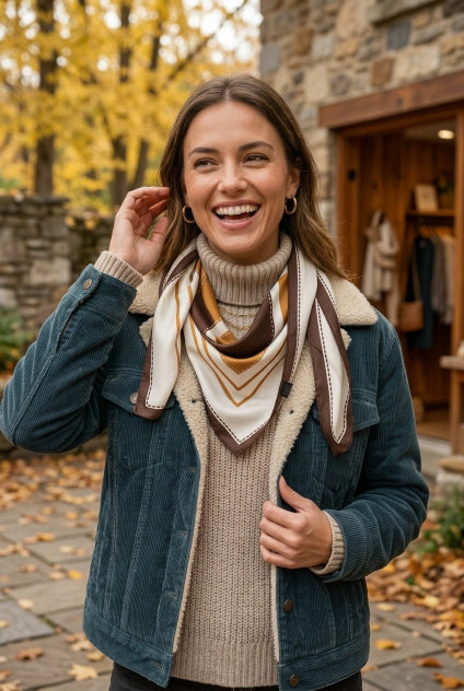 Minimal Square Frame Printed Multi-use Scarf for Women - NeoKira Unlimited