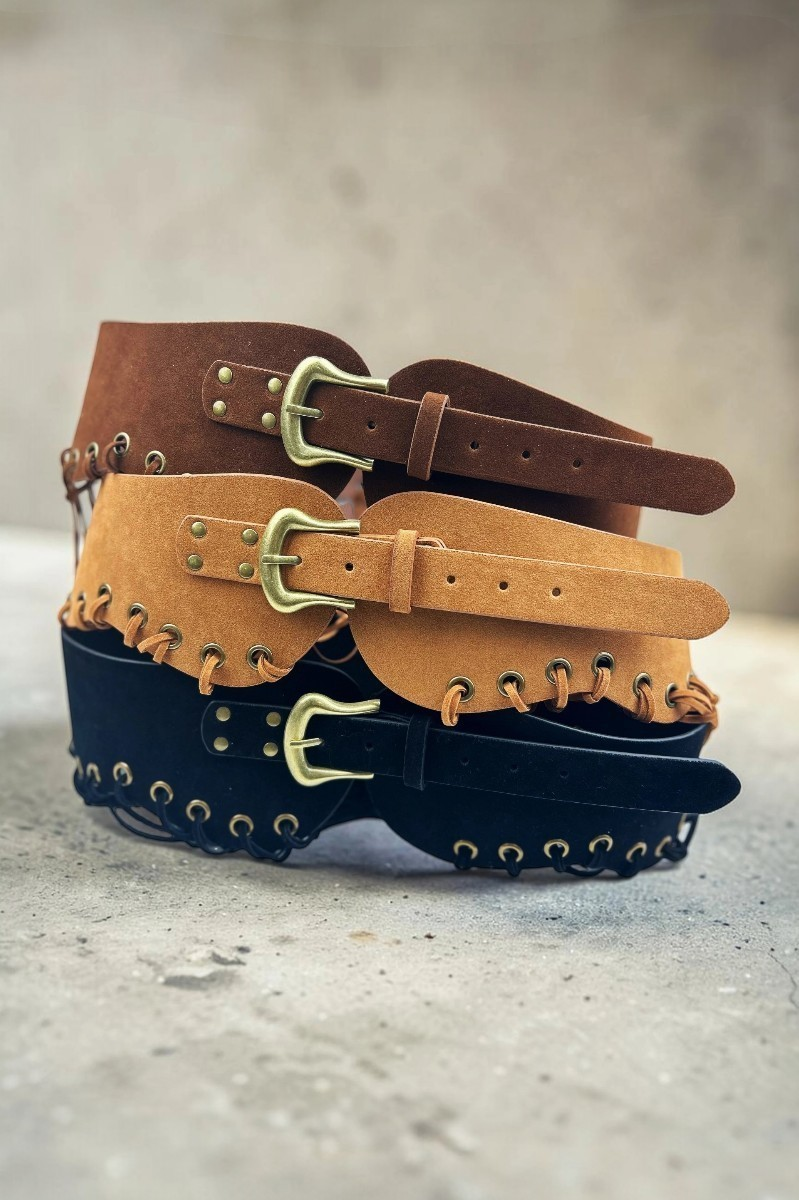 Boho Rodeo: Western Style Fringe Embellished Suede Corset Belt - NeoKira Unlimited