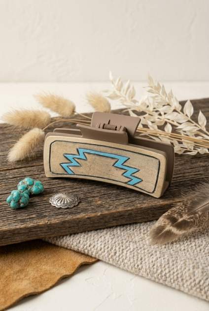 Turquoise Rodeo Hair Claw – Geometric Western Clam Clip - NeoKira Unlimited